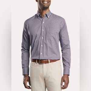 Men’s Peter Millar Black and White Crown Soft Gingham Shirt sz XL